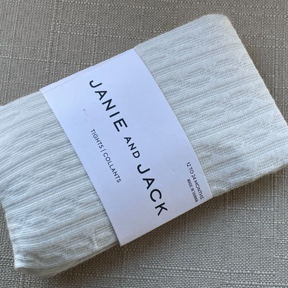 Janie and Jack Ivory Cream Cable Tights Holidays Girl New NWT - Picture 7 of 7